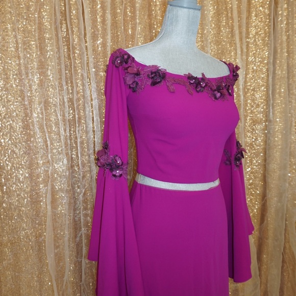 Purple Formal Gown | Long Sleeve Bell Sleeve Maxi Dress | Size 6 Evening / Prom - Picture 2 of 8